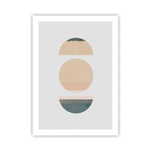 Póster - Círculos geométricos en colores pastel apagados - 50x70cm - Círculo tras círculo - Decoración de pared moderna para salón y dormitorio ARTTOR
