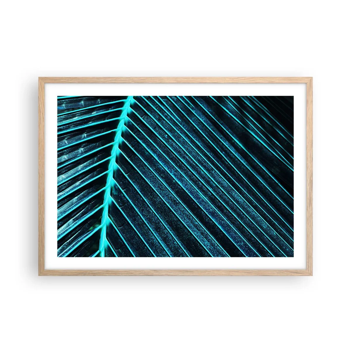 Póster en marco roble claro - La textura del verde - 70x50 cm