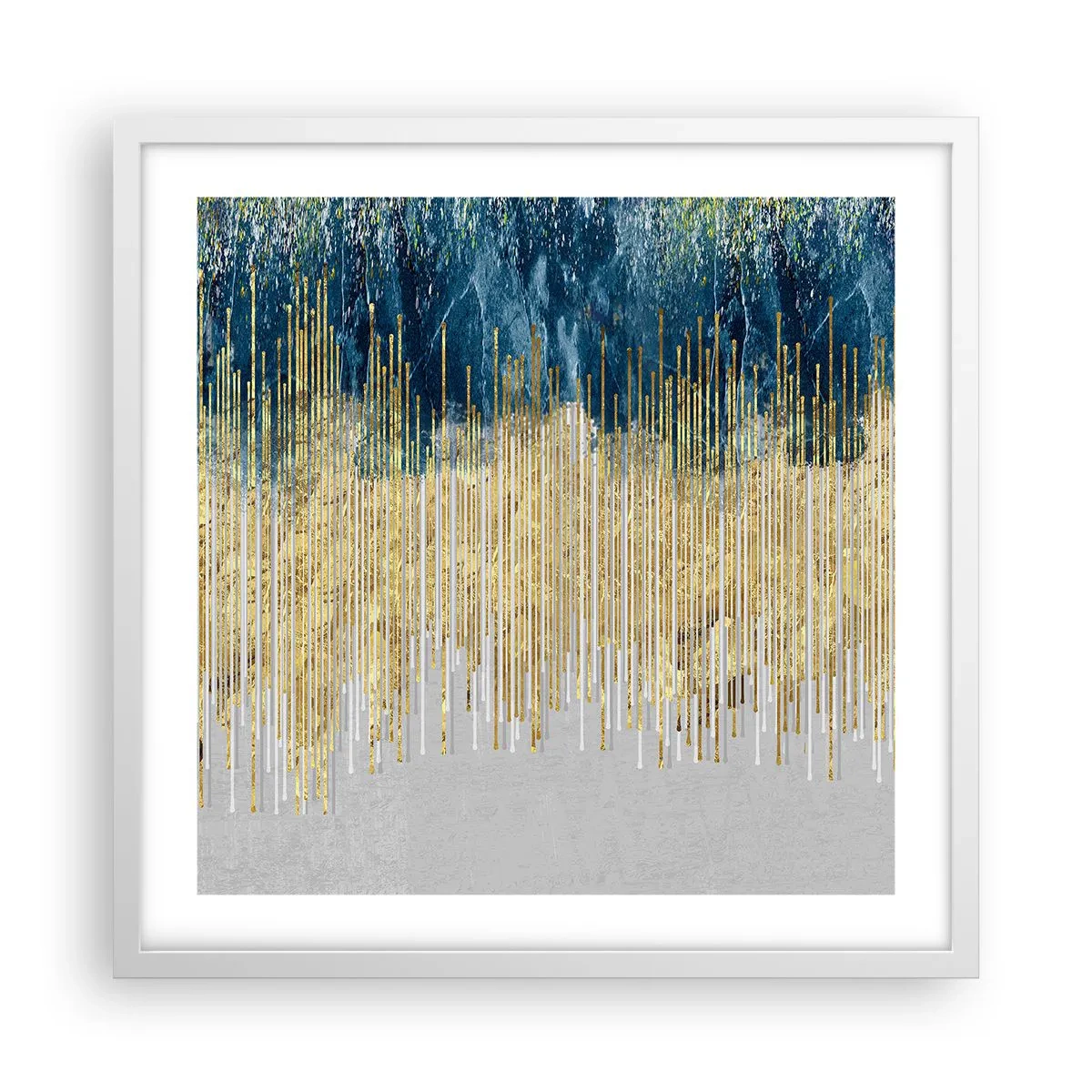 Póster en marco blanco - Frontera de líneas doradas - 50x50 cm