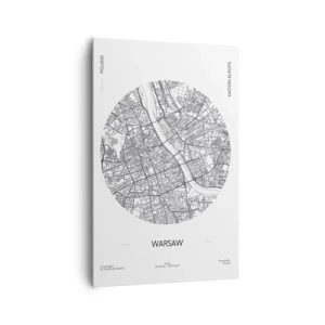 Cuadro sobre lienzo - Impresión de Imagen - Un mapa de Varsovia en estilo minimalista - 80x120cm - Anatomía de Varsovia - Decoración de pared moderna para salón y dormitorio ARTTOR