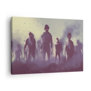 Cuadro sobre lienzo - Impresión de Imagen - Escena oscura con siluetas con ojos amarillos. - 70x50cm - ¡Cuidado! Aquí vienen - Decoración de pared moderna para salón y dormitorio ARTTOR