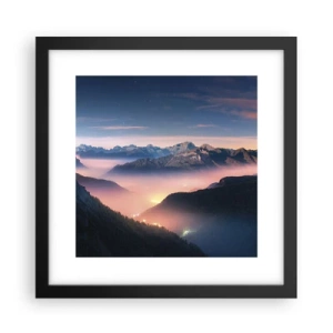 Póster en marco negro - Luz en los valles - 30x30 cm