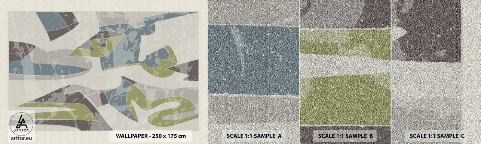 Muestra de fotomural Premium Sand - Composición tras vidriera - formas, Abstracción, Pastel - 100x30 cm