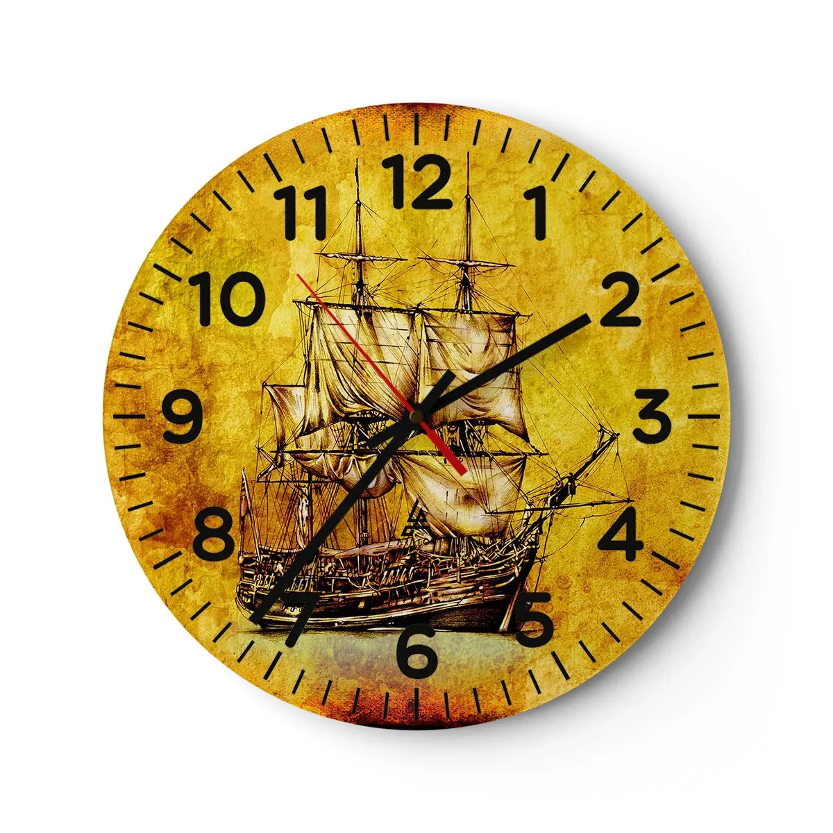 Reloj de pared - Reloj de vidrio - ¡Rumbo a la isla Tortuga! - 40x40 cm