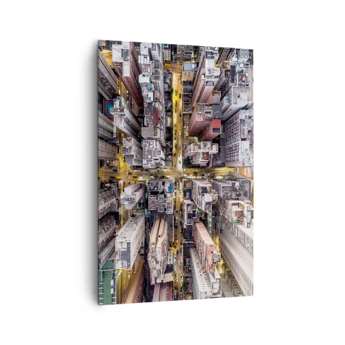 Cuadro sobre lienzo - Impresión de Imagen - Una vista de pájaro de una ciudad llena de rascacielos. - 80x120cm - Saludos desde Hong Kong - Decoración de pared moderna para salón y dormitorio ARTTOR