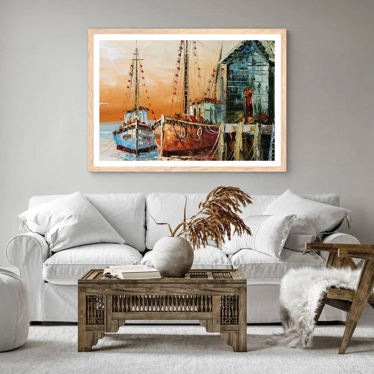 Póster en marco roble claro - Regreso pacífico - 100x70 cm