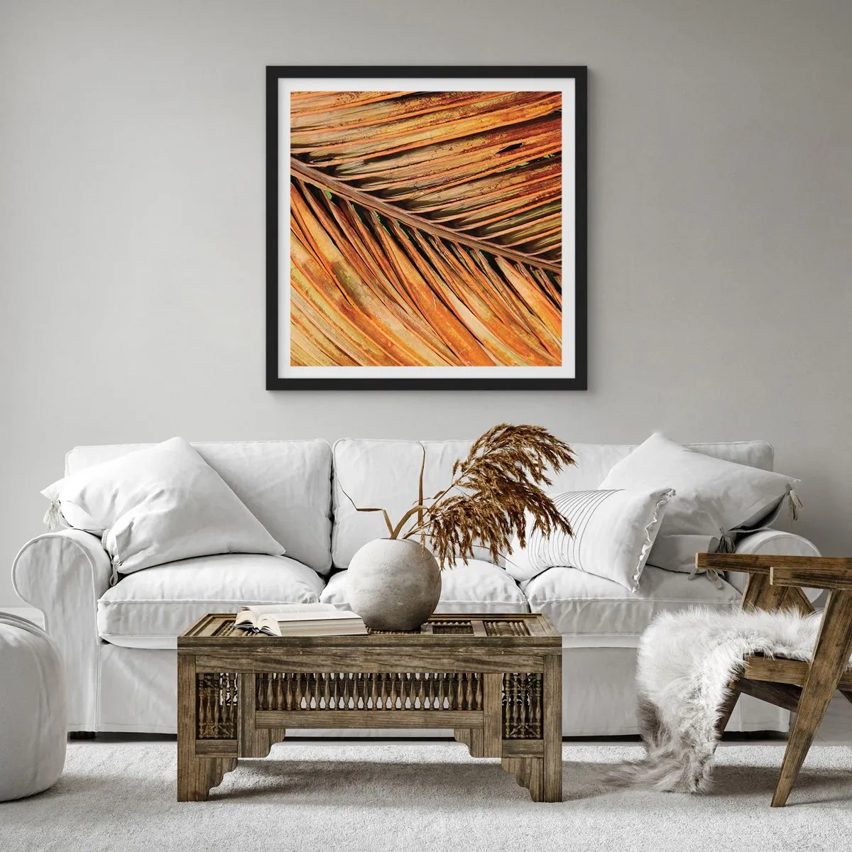 Póster en marco negro - Oro de coco - 40x40 cm