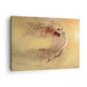 Cuadro sobre lienzo - Impresión de Imagen - Una figura en movimiento dinámico con efecto de desintegración. - 70x50cm - En una exaltación danzante - Decoración de pared moderna para salón y dormitorio ARTTOR
