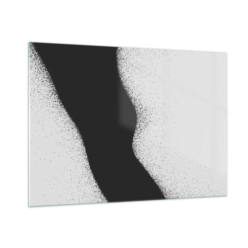 Cuadro sobre vidrio - Impresiones sobre Vidrio - Abstracción minimalista en blanco y negro con un degradado de puntos. - 100x70cm - Equilibrio suave - Decoración de pared moderna para salón y dormitorio ARTTOR
