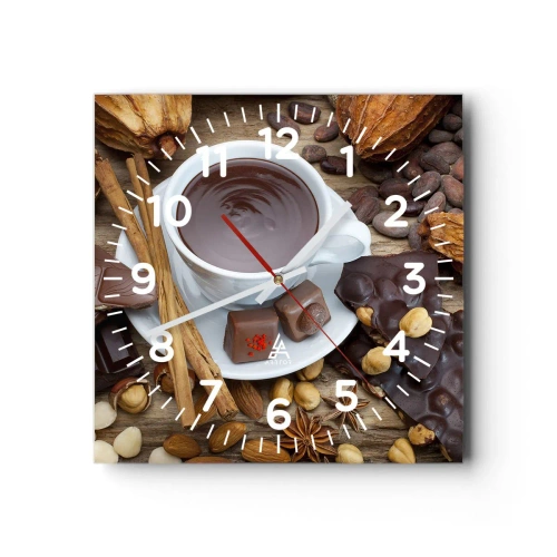 Reloj de pared - Reloj de vidrio - Chocolate de ensueño - 30x30 cm
