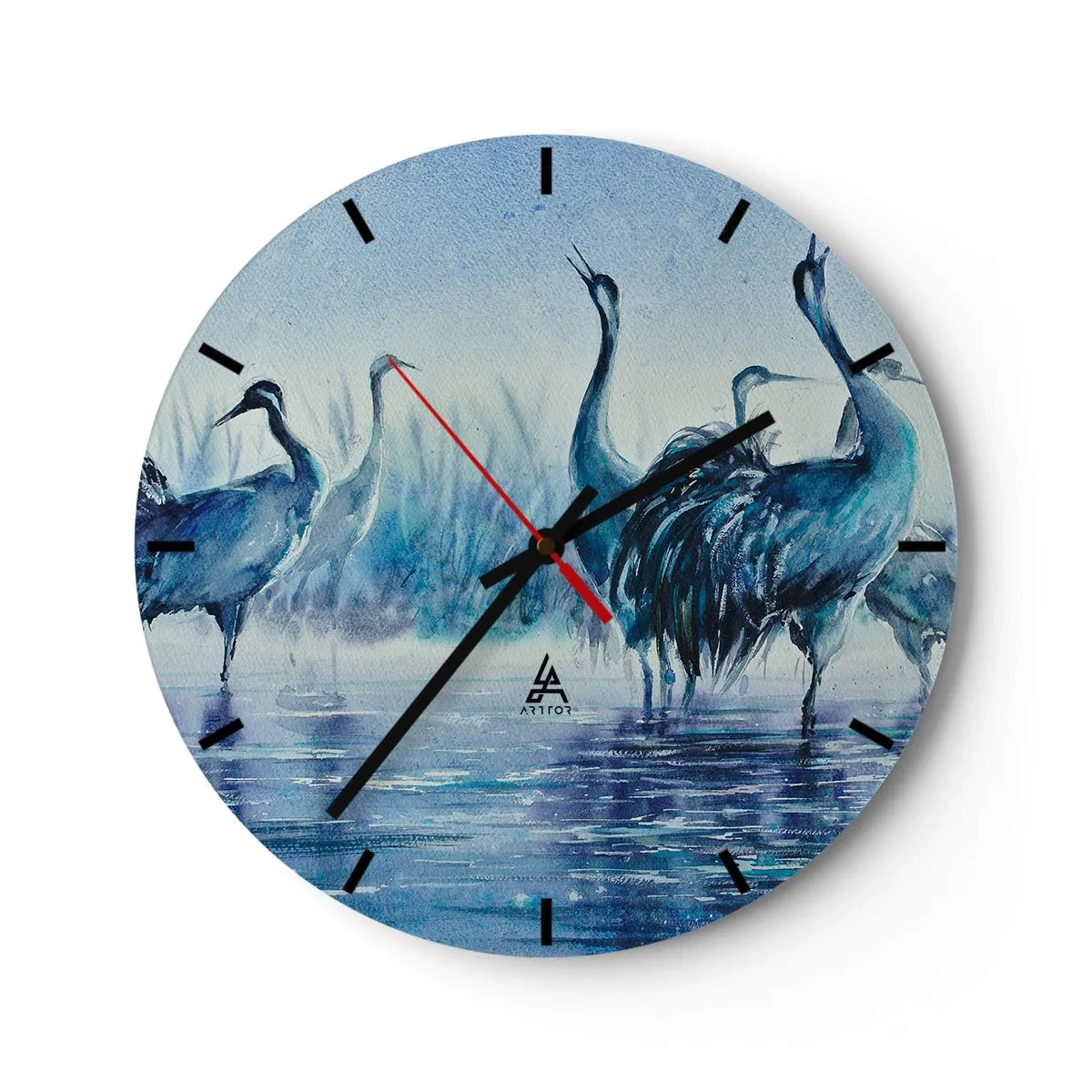 Reloj de pared - Reloj de vidrio - Reunión matinal - 30x30 cm