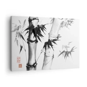 Cuadro sobre lienzo - Impresión de Imagen - Bambú de acuarela de estilo japonés sobre un fondo blanco. - 70x50cm - Primer plano de Oriente - Decoración de pared moderna para salón y dormitorio ARTTOR