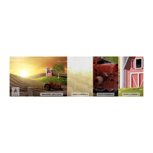 Muestra de fotomural Premium Canvas - Una granja como un cuento de hadas - Granja, Paisaje, Tractor - 100x30 cm