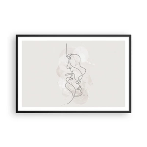 Póster en marco negro - En un abrazo - 91x61 cm