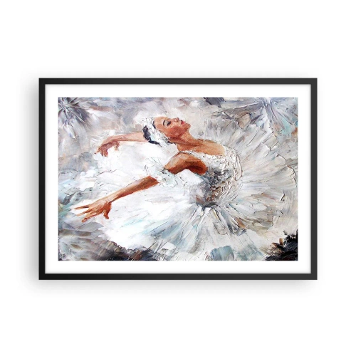 Póster en marco negro - Una bailarina con un vestido blanco bailando. - 70x50cm - Suave y ligera - Decoración de pared moderna para salón y dormitorio ARTTOR