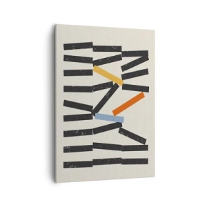 Cuadro sobre lienzo - Impresión de Imagen - Composición abstracta con rectángulos de colores y negros. - 50x70cm - Dominó - composición - Decoración de pared moderna para salón y dormitorio ARTTOR