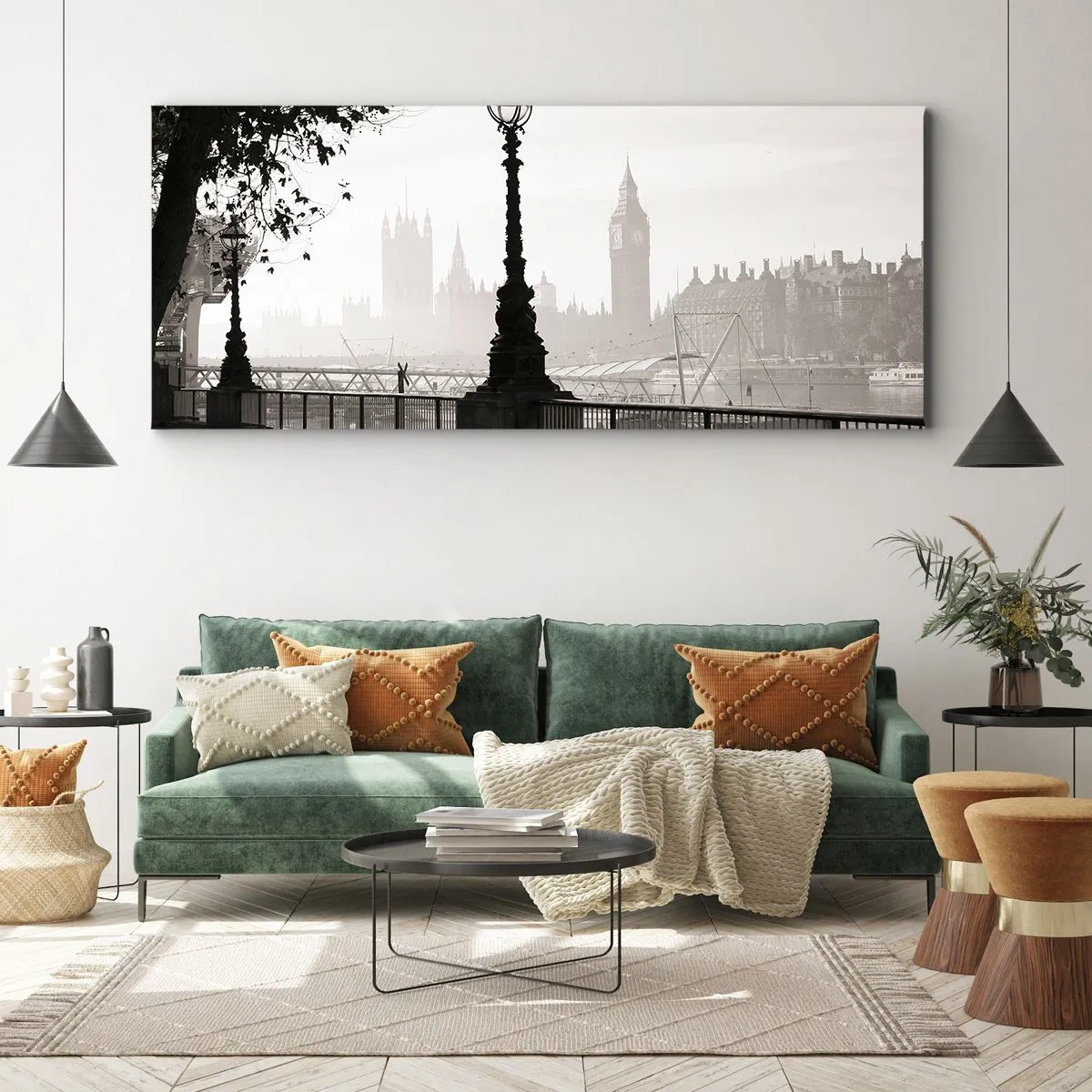 Cuadro sobre lienzo - Impresión de Imagen - La mañana de Londres - 100x40 cm