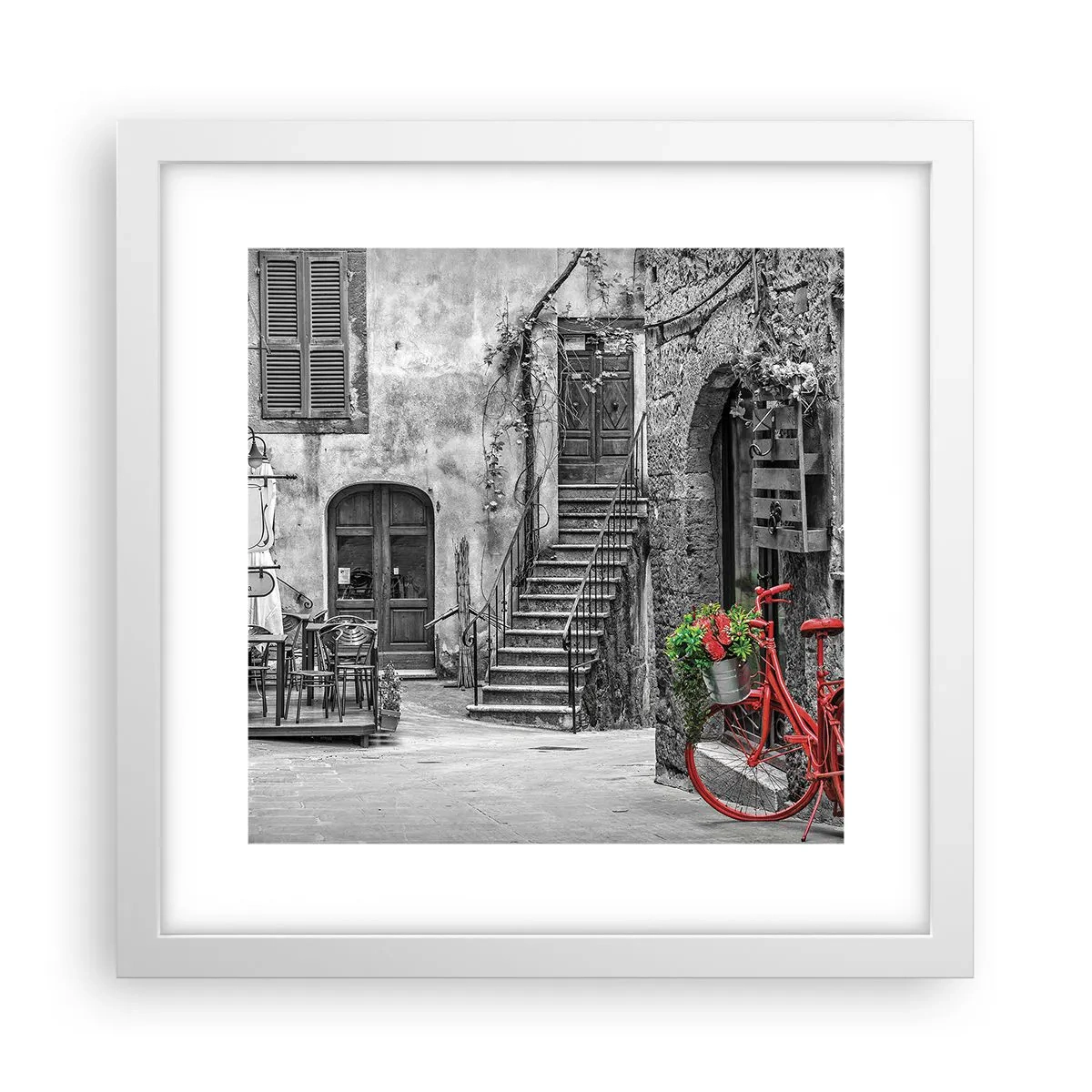 Póster en marco blanco - Callejón de la Toscana - 30x30 cm
