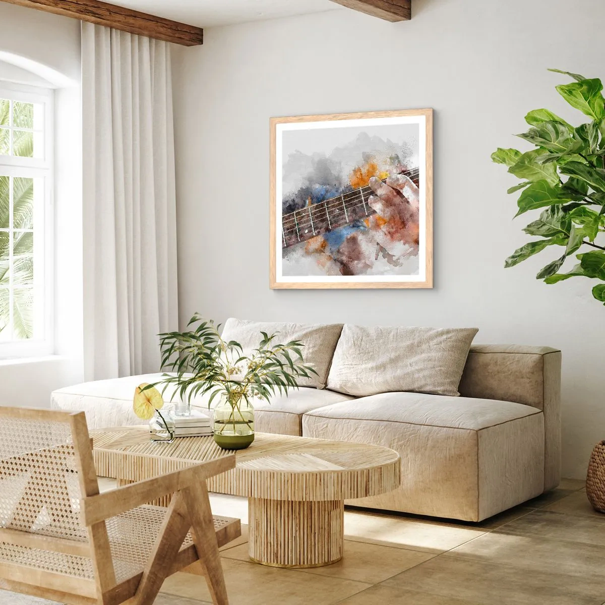 Póster en marco roble claro - Poesía entre las cuerdas - 40x40 cm