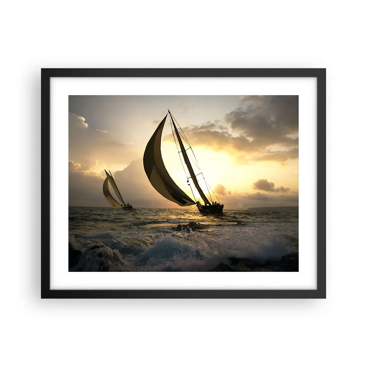 Póster en marco negro - En contra y a favor del viento - 50x40 cm