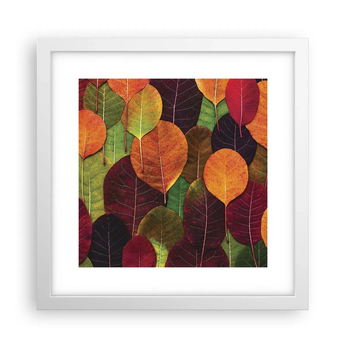Póster en marco blanco - Mosaico de otoño - 30x30 cm