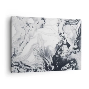 Cuadro sobre lienzo - Impresión de Imagen - Patrón abstracto monocromático con efecto mármol. - 70x50cm - Dentro de la Tierra - Decoración de pared moderna para salón y dormitorio ARTTOR