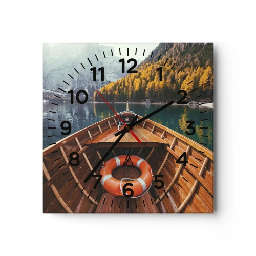 Reloj de pared - Reloj de vidrio - Viaje a la montaña - 30x30 cm