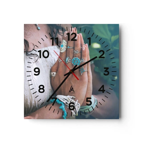 Reloj de pared - Reloj de vidrio - Conocimiento interior - 30x30 cm