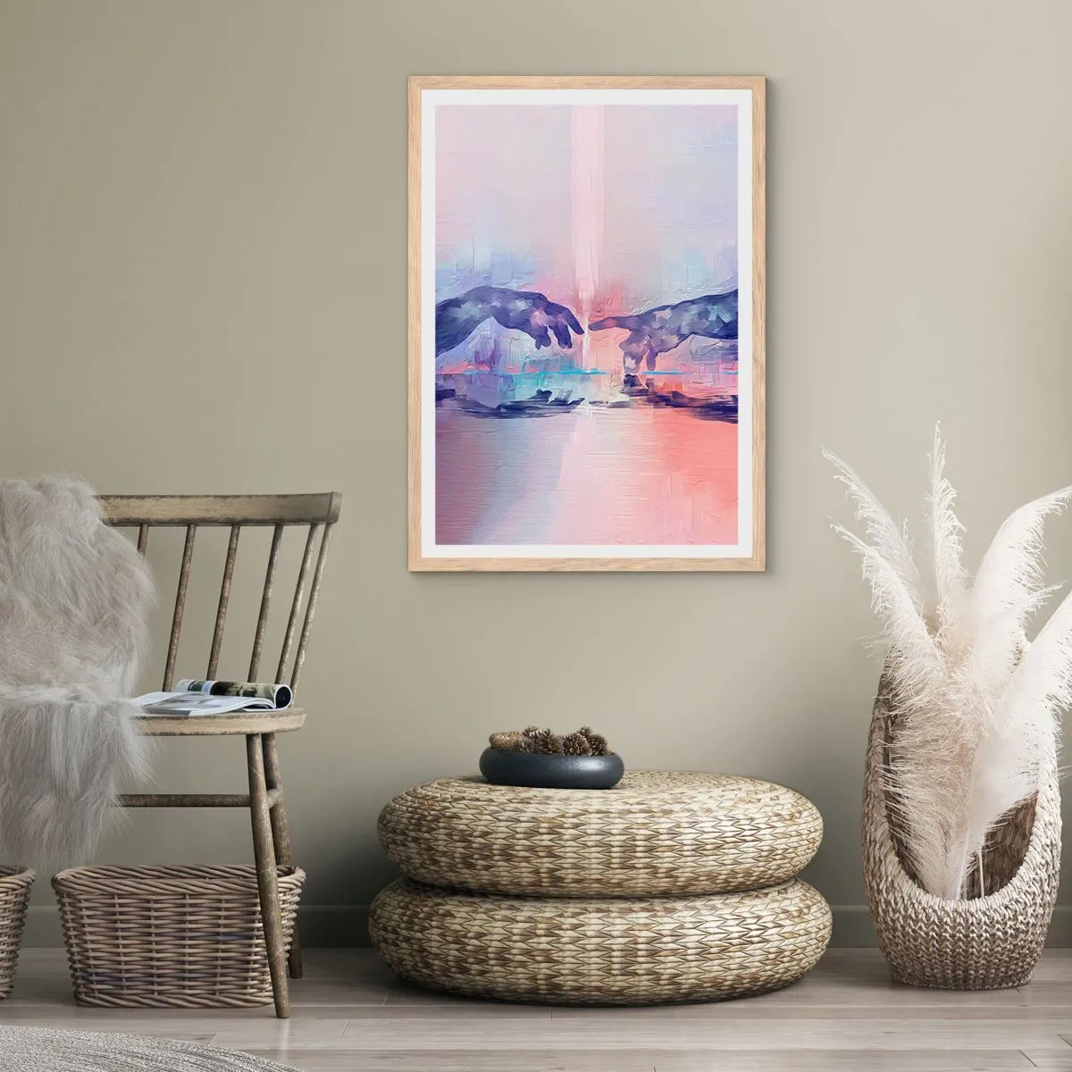 Póster en marco roble claro - Chispa divina de vida - 50x70 cm