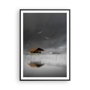 Póster en marco negro - Resguardo de la lluvia - 70x100 cm