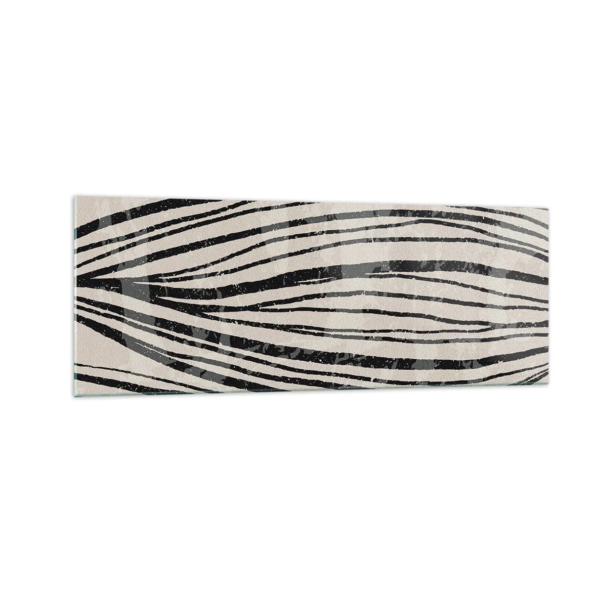 Cuadro sobre vidrio - Impresiones sobre Vidrio - Ondas abstractas en tonos blanco y negro - 140x50cm - Salpicadura de líneas - Decoración de pared moderna para salón y dormitorio ARTTOR