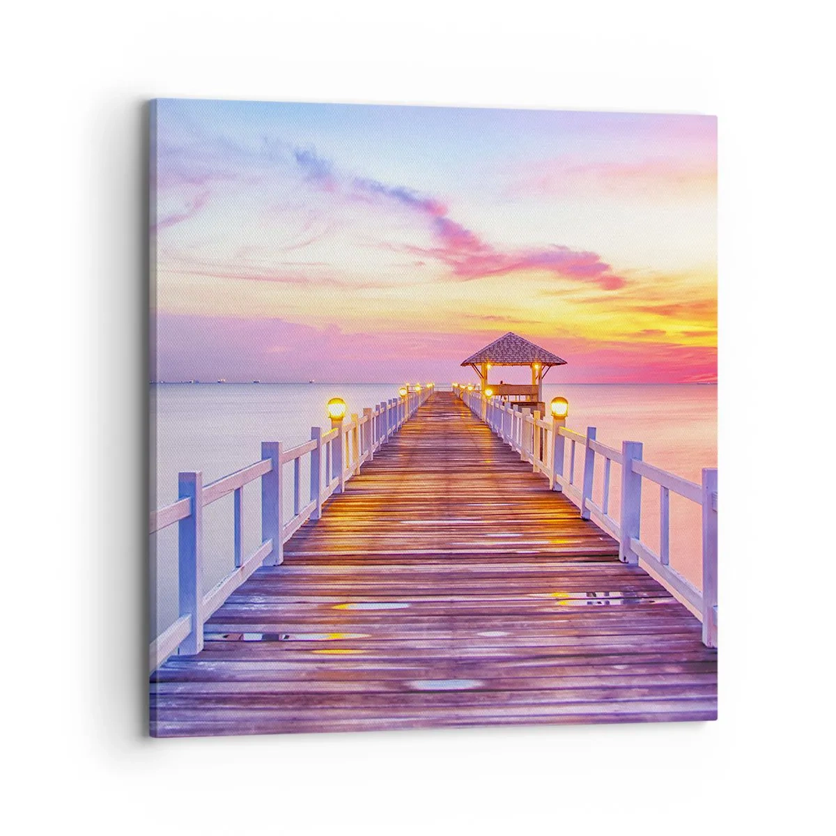 Cuadro sobre lienzo - Impresión de Imagen - El silencio lila-dorado de la tarde - 70x70 cm