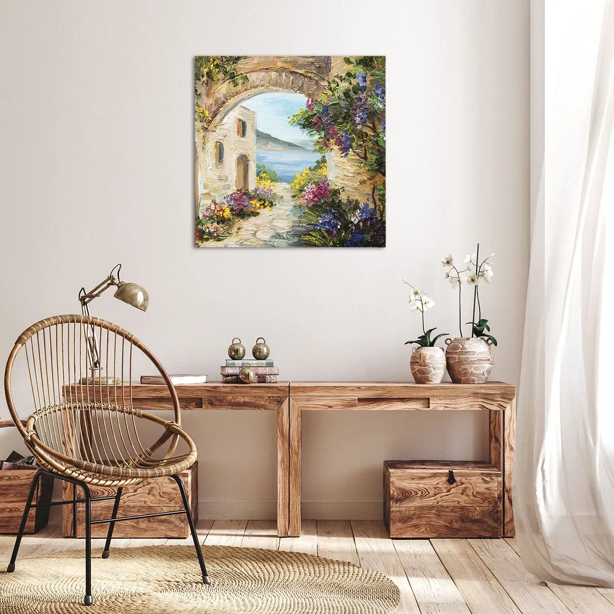 Cuadro sobre lienzo - Impresión de Imagen - El encanto del paisaje costero - 50x50 cm