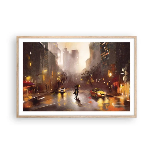 Póster en marco roble claro - En las luces de Nueva York - 91x61 cm