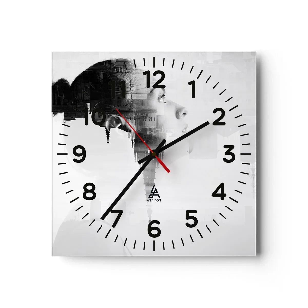 Reloj de pared - Reloj de vidrio - A ambos lados del cristal - 30x30 cm