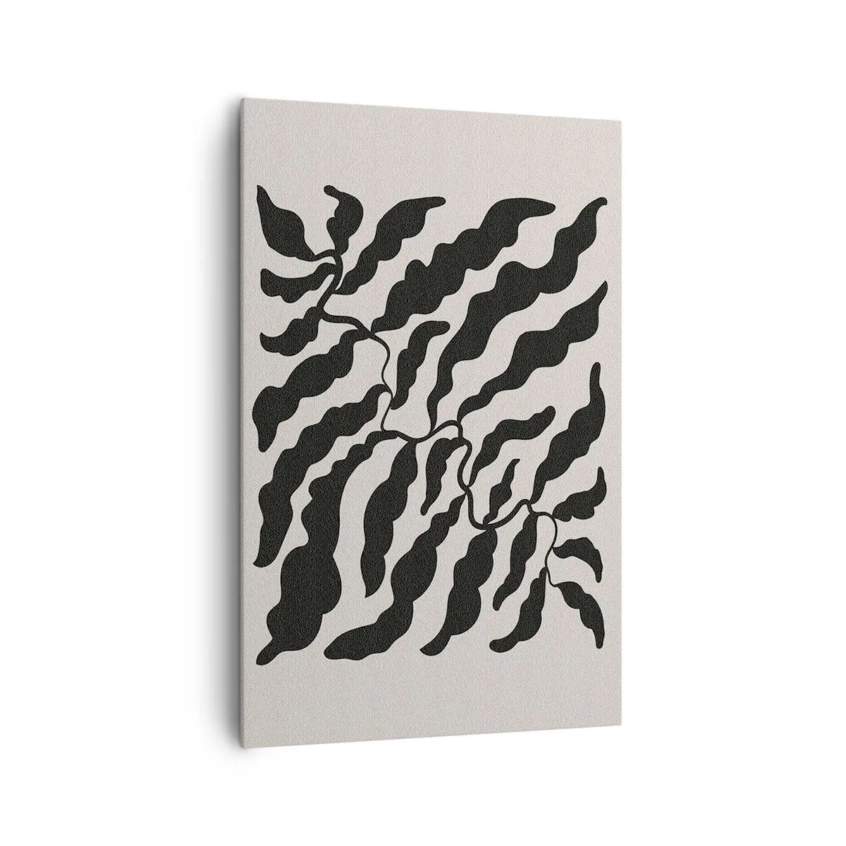 Cuadro sobre lienzo - Impresión de Imagen - Ramitas con hojas en negro sobre un fondo claro - 80x120cm - La naturaleza de un cuadrado - Decoración de pared moderna para salón y dormitorio ARTTOR