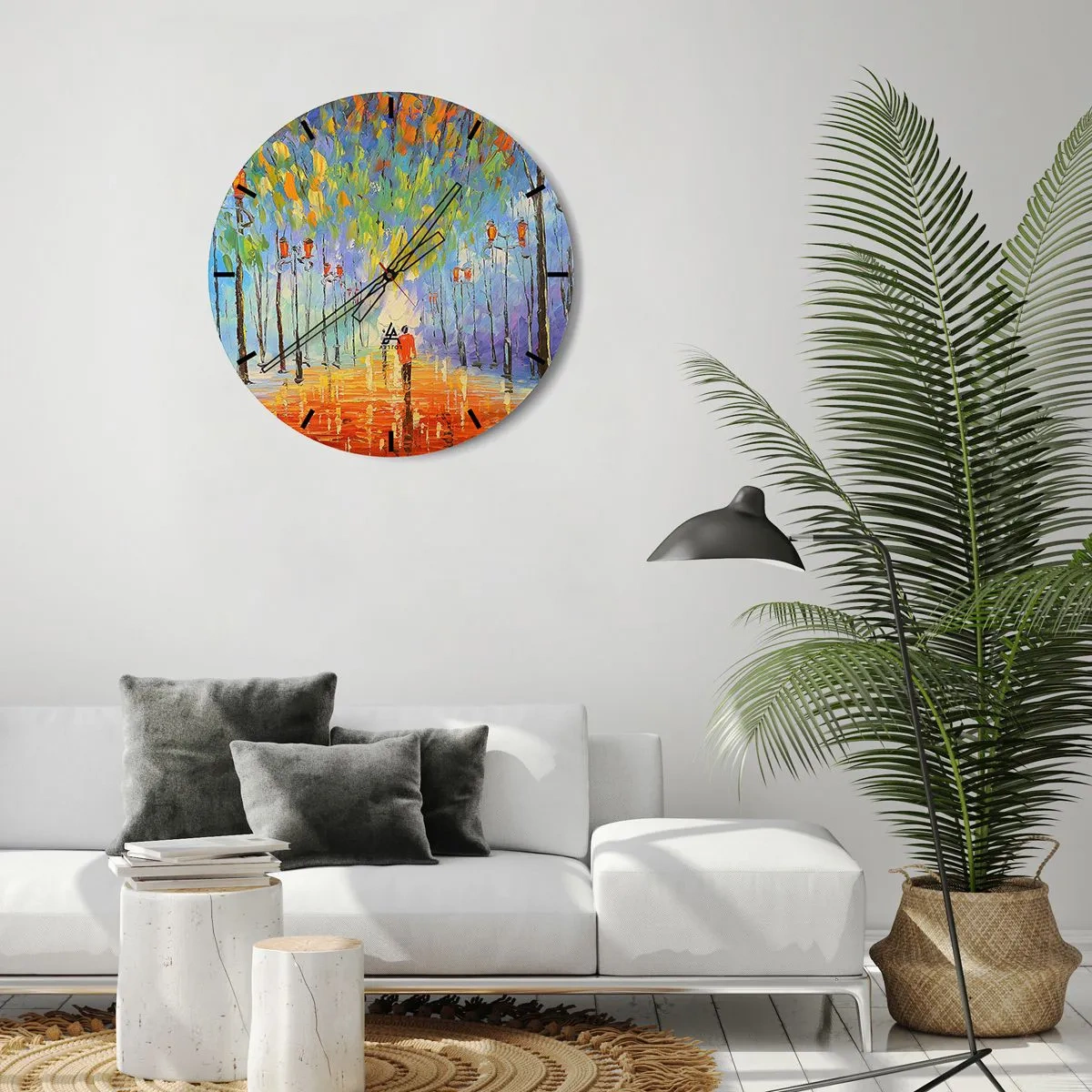 Reloj de pared - Reloj de vidrio - La canción nocturna de la lluvia - 40x40 cm