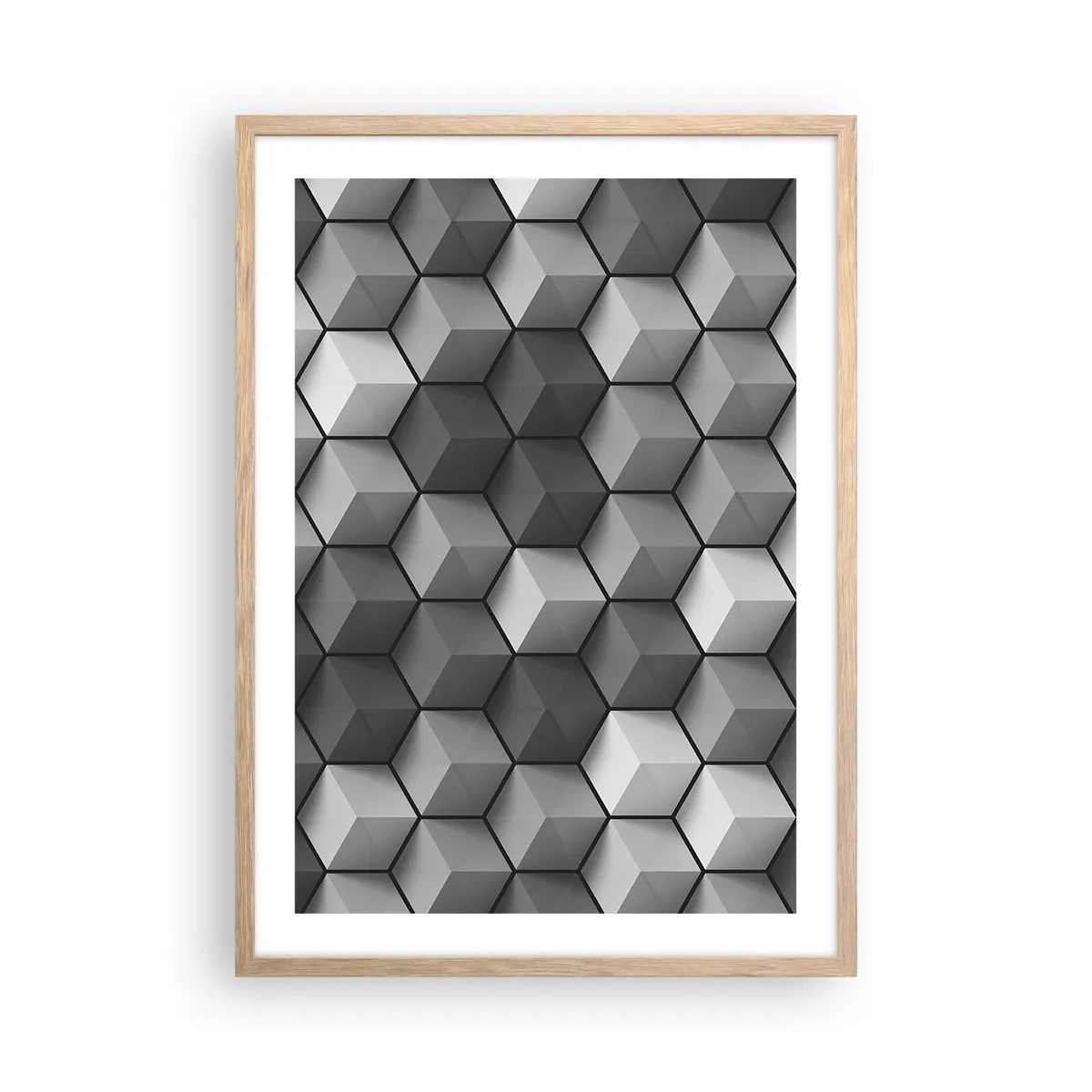 Póster en marco roble claro - Rompecabezas cubista - 50x70 cm
