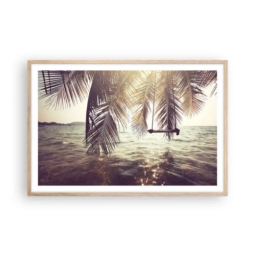 Póster en marco roble claro - Columpiar la imaginación - 91x61 cm