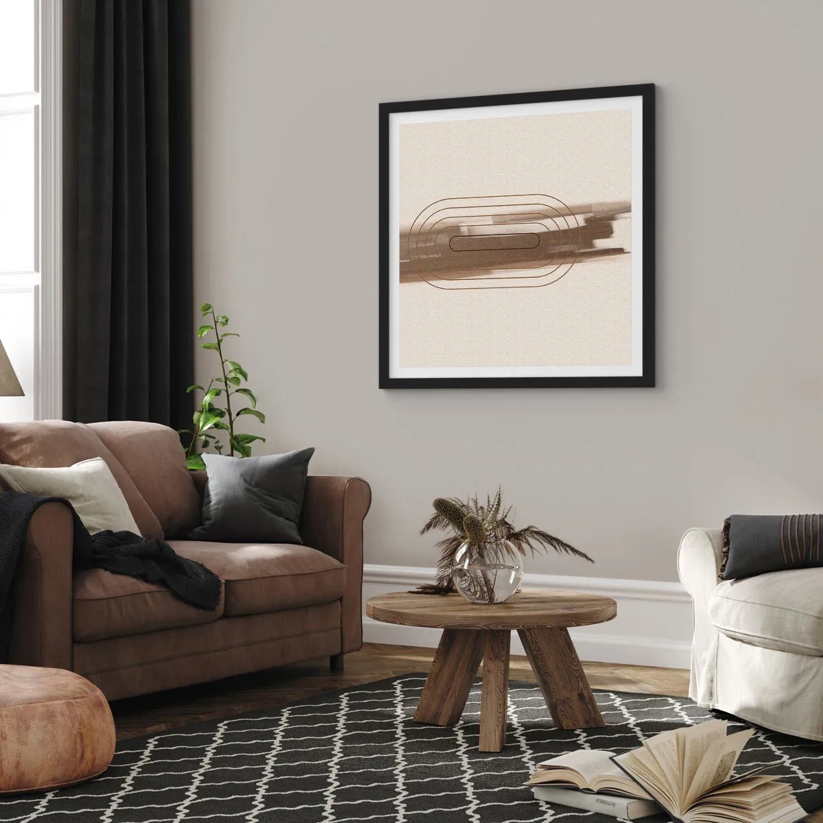 Póster en marco negro - Un soplo de gris - 50x50 cm