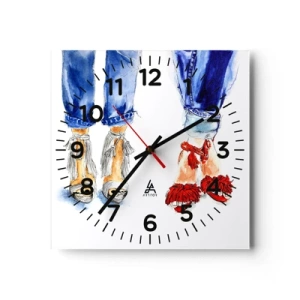 Reloj de pared - Reloj de vidrio - ¿Por qué no vamos a dar un paseo? - 40x40 cm