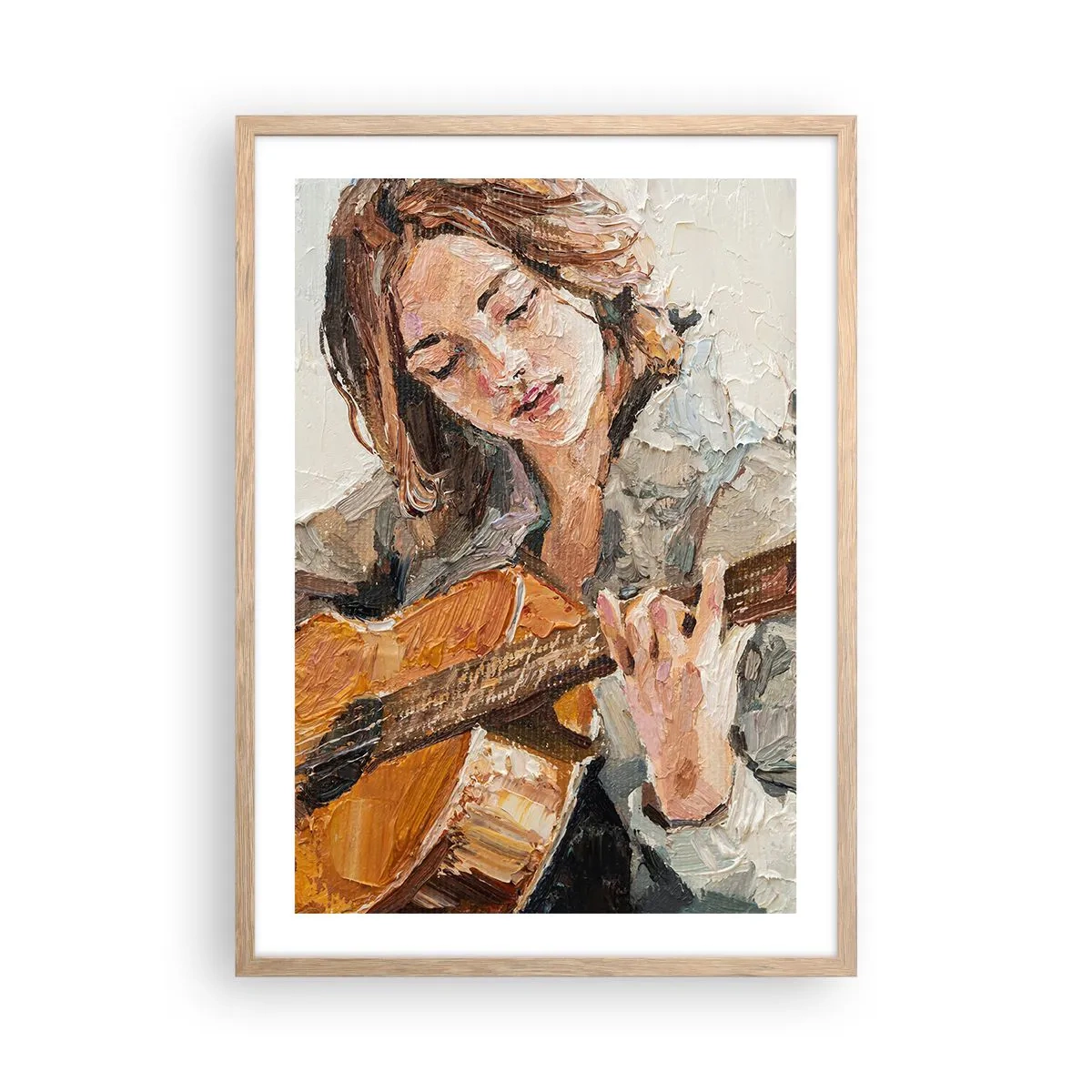 Póster en marco roble claro - Concierto de guitarra y corazón joven - 50x70 cm