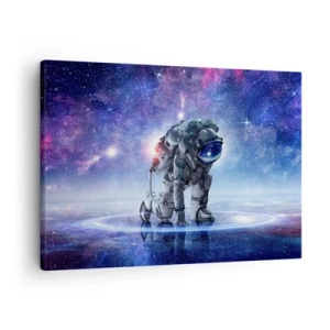 Cuadro sobre lienzo - Impresión de Imagen - Astronauta en un paisaje galáctico - 70x50cm - Cielo estrellado sobre mí - Decoración de pared moderna para salón y dormitorio ARTTOR