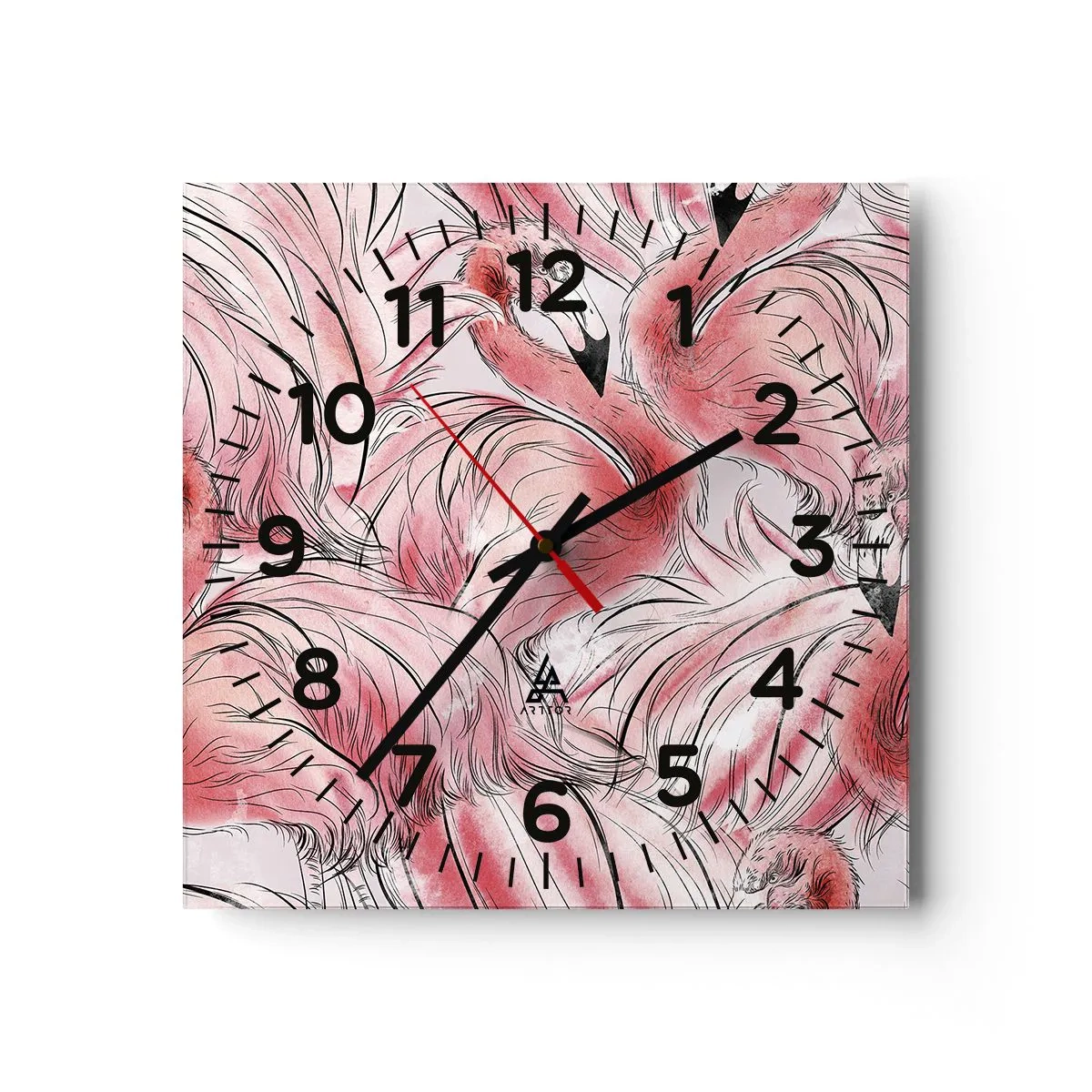 Reloj de pared - Reloj de vidrio - Ballet de aves - 40x40 cm