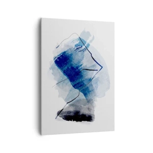 Cuadro sobre lienzo - Impresión de Imagen - Formas abstractas en tonos azules con líneas delicadas. - 50x70cm - Montaña helada - Decoración de pared moderna para salón y dormitorio ARTTOR