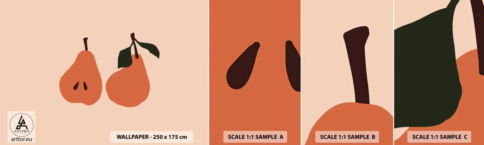 Muestra De Fotomural Standard Eco - La dulzura misma - Pera, Fruta, minimalista - 100x30 cm