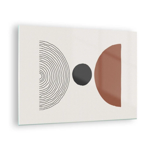 Cuadro sobre vidrio - Impresiones sobre Vidrio - Formas geométricas abstractas sobre un fondo claro - 70x50cm - En el centro de la atención - Decoración de pared moderna para salón y dormitorio ARTTOR