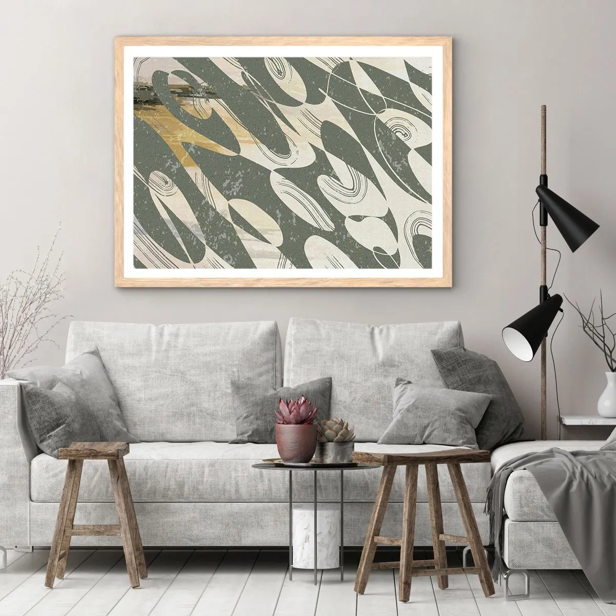 Póster en marco roble claro - Abstracción rítmica - 40x30 cm