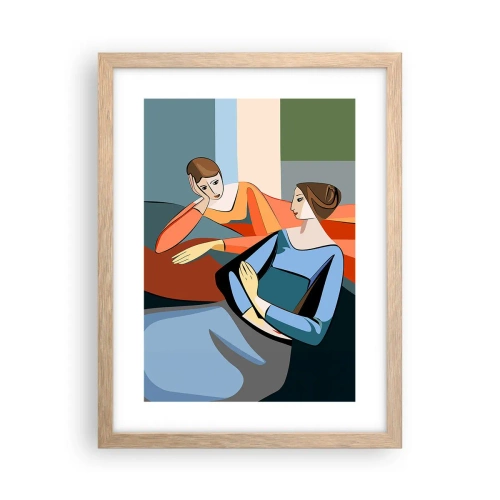 Póster en marco roble claro - Un momento de confidencias - 30x40 cm