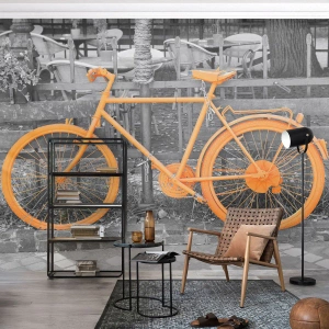 Fotomural Premium Canvas - Sigue, yo esperaré aquí - bicicleta antigua, Ciudad, Viajes - 450x315 cm